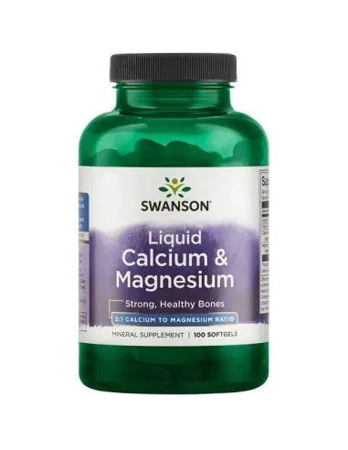 Swanson Liquid Calcium & Magnesium – 100 Softgels for Daily Mineral Support