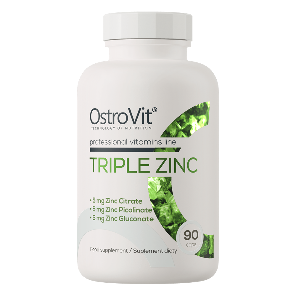 OstroVit Triple Zinc 90 Capsules – Zinc Supplement with Three Bioavailable Forms
