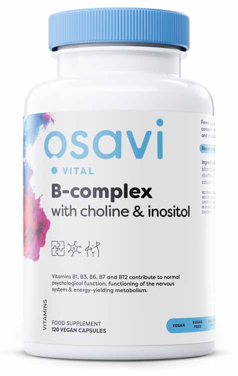 Osavi B-Complex with Choline, Inositol – Vegan Capsules for Energy, Mood, Metabolism