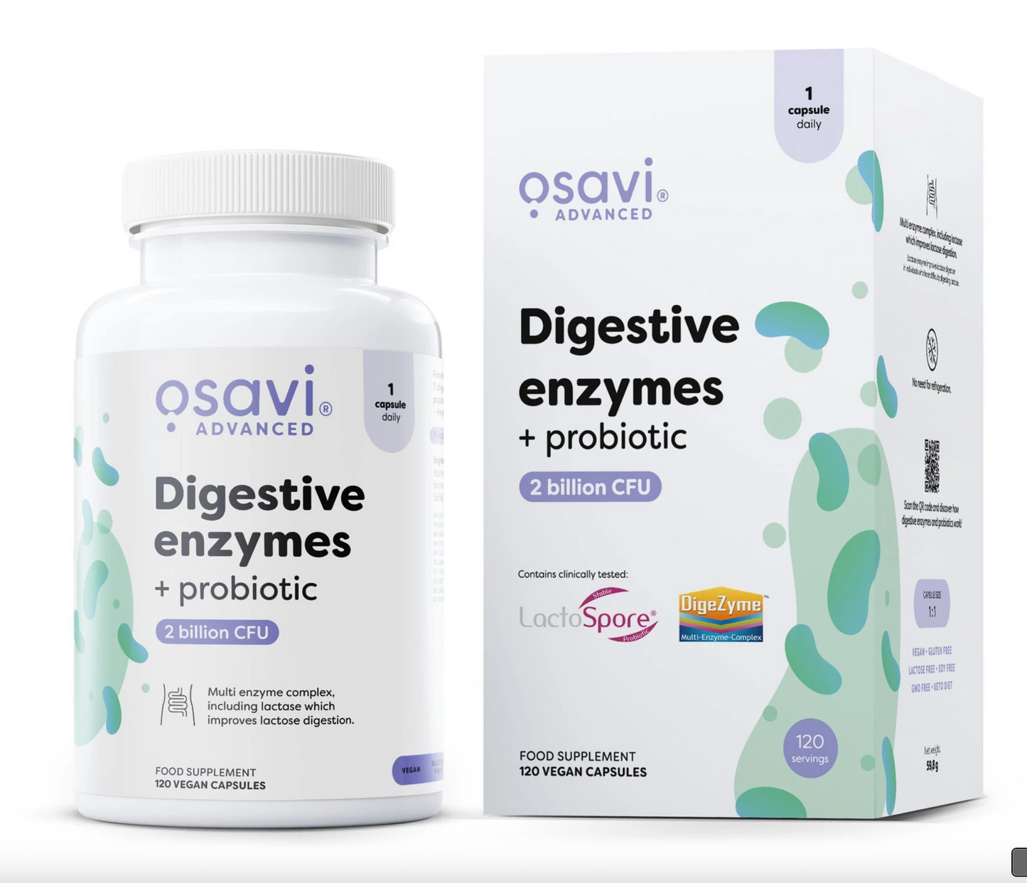 Digestive Enzymes + Probiotic – 60, 120 Vegan Capsules