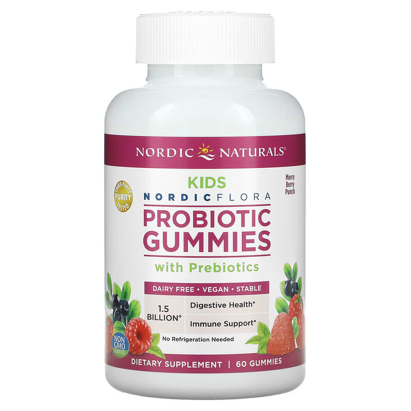 Nordic Naturals Kids Probiotic Gummies – Berry Punch – 60 Gummies for Daily Nutritional Support