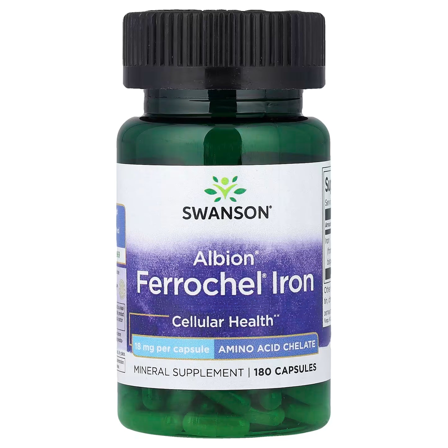 Swanson Albion Ferrochel Iron 18 mg – 180 Capsules for Daily Mineral & Nutritional Support