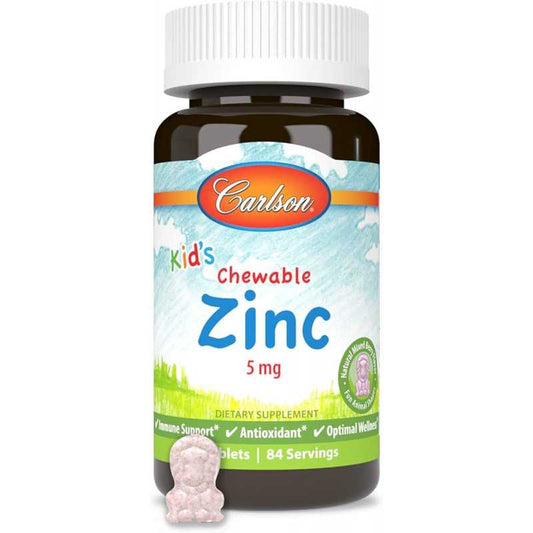 Carlson Kid’s Chewable Zinc 5 mg – 84 Animal-Shape Tablets for Daily Nutritional Support