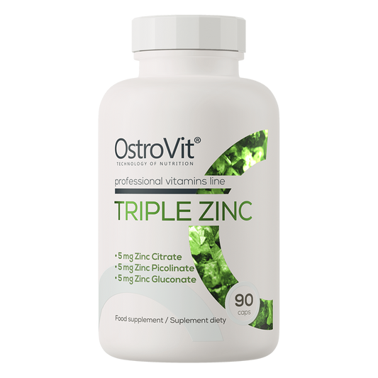 OstroVit Triple Zinc 90 Capsules – Zinc Supplement with Three Bioavailable Forms