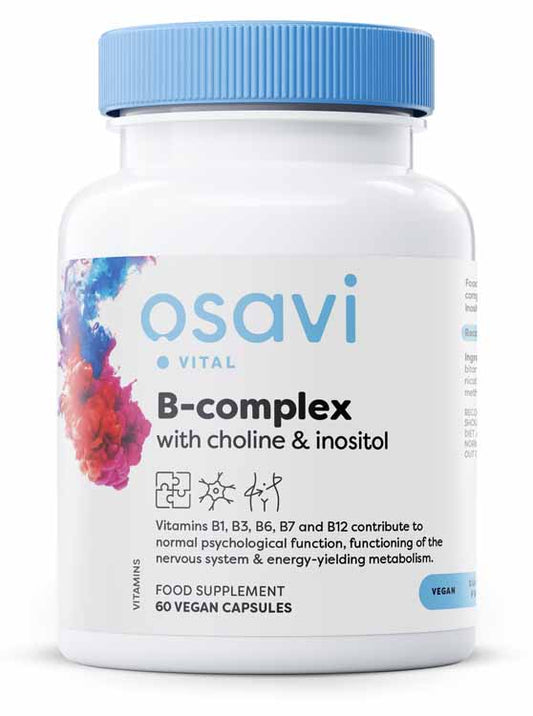 Osavi B-Complex with Choline, Inositol – Vegan Capsules for Energy, Mood, Metabolism