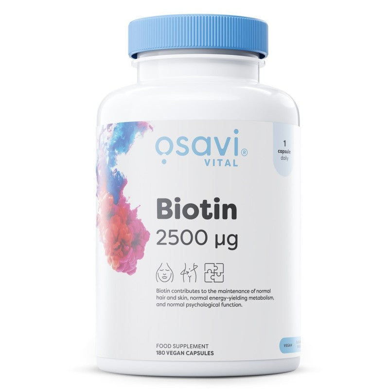 Osavi Biotin 2500mcg – High-Potency Biotin Dietary Supplement (60, 120, 180 Capsules)