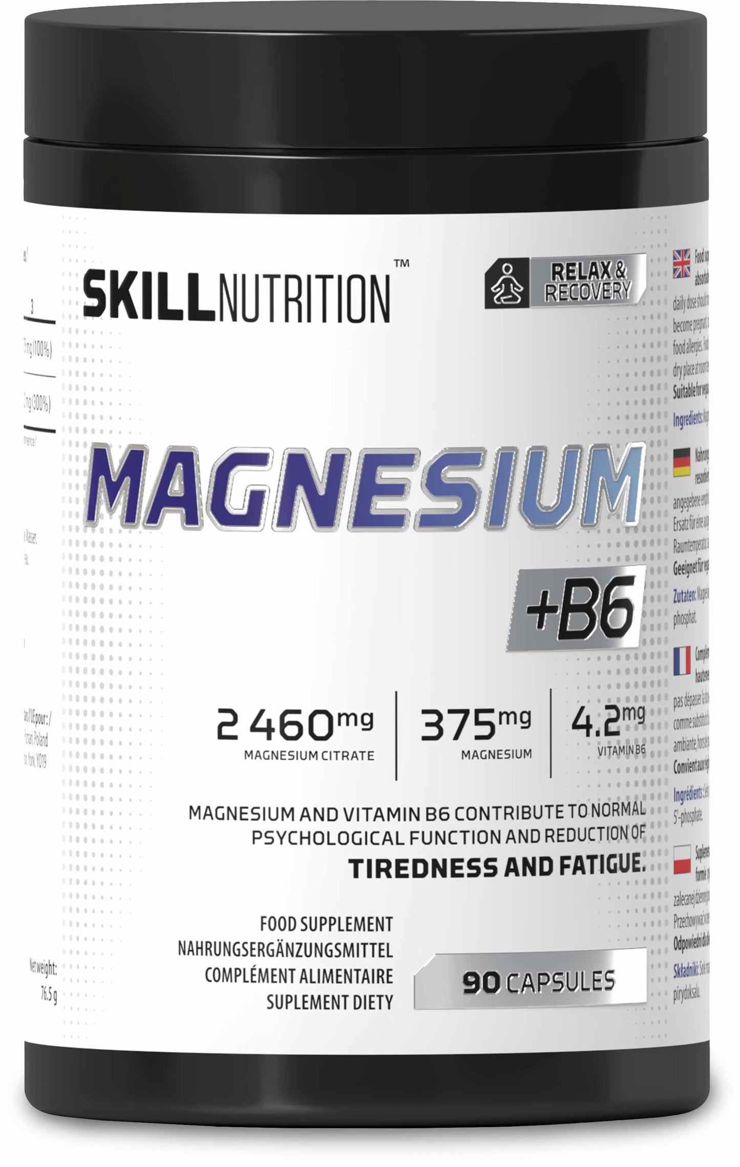 Skill Nutrition Magnesium + Vitamin B6 – 90/180 Vegan Capsules