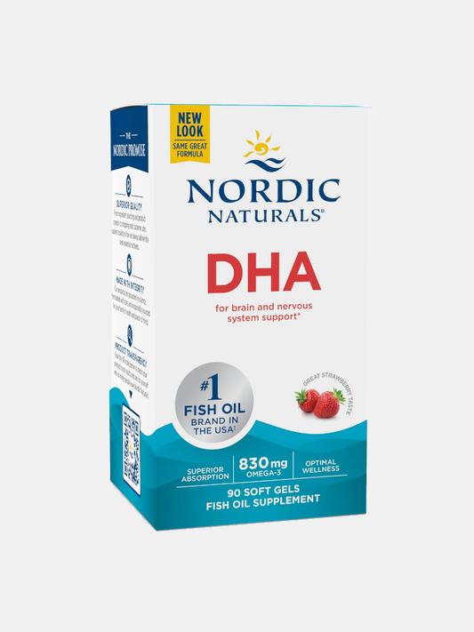 Nordic Naturals DHA 830 mg Strawberry – 90 / 180 Softgels – Premium Omega-3 Nutrition