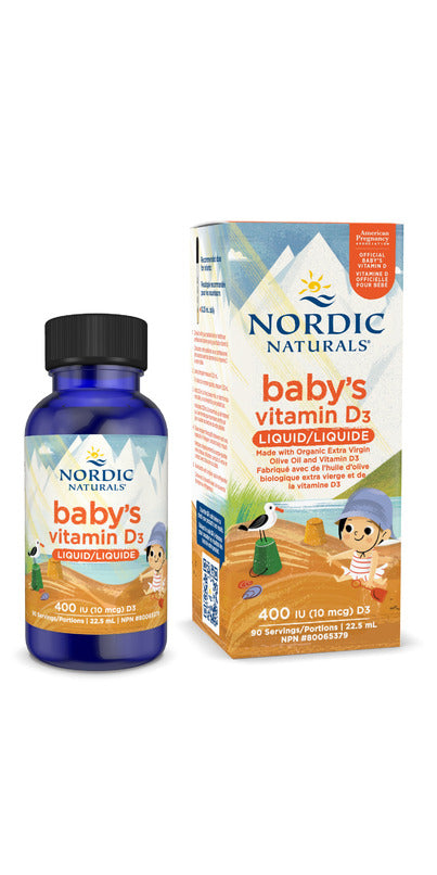 Nordic Naturals Baby’s Vitamin D3 Liquid 400 IU – 22.5 ml Gentle Daily Vitamin D for Infants