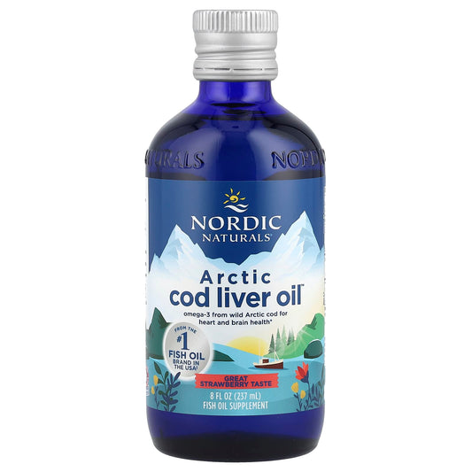 Nordic Naturals Arctic Cod Liver Oil – Orange / Strawberry – 8 oz Bottle
